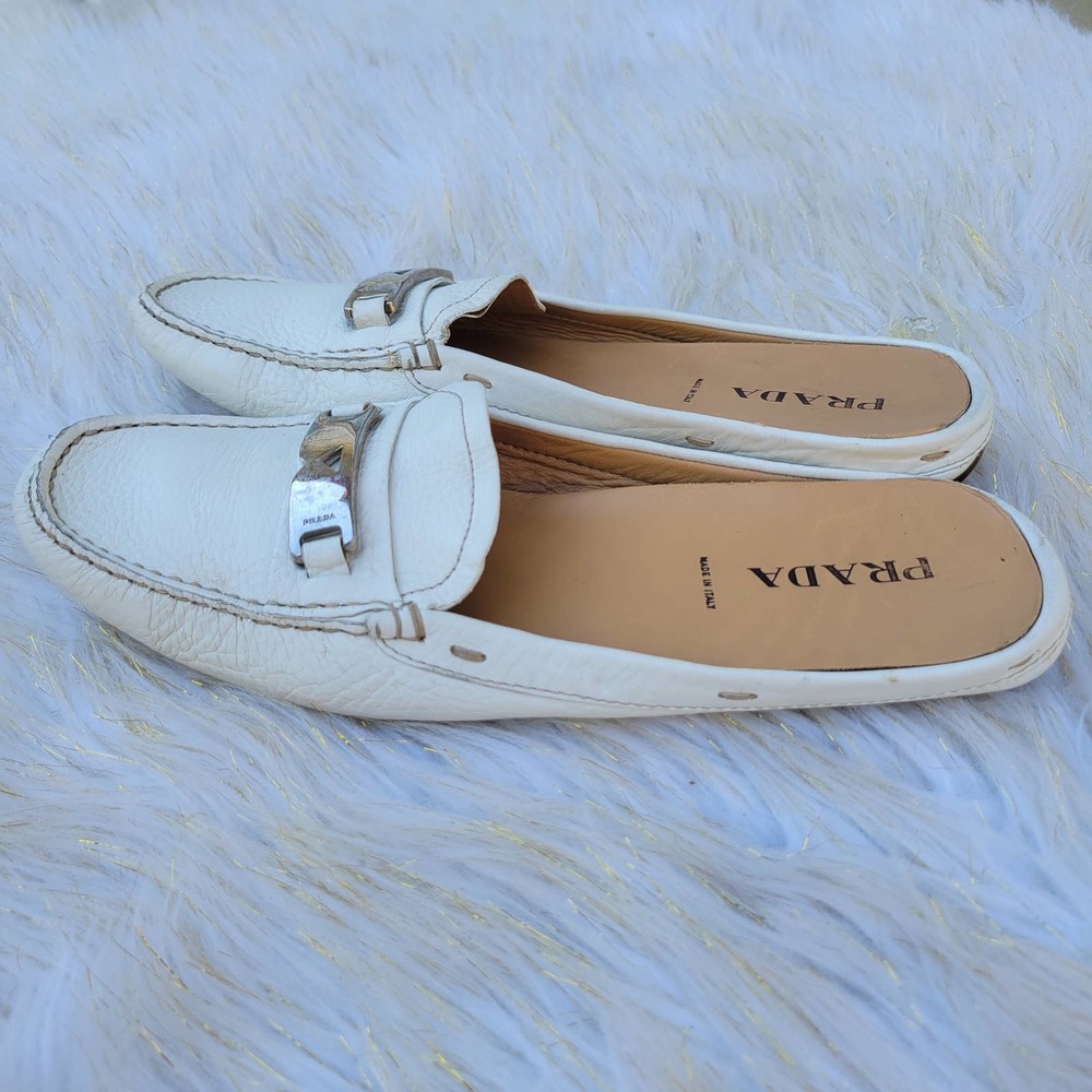 Authentic Prada White Leather Mule 38 - Picture 6 of 11